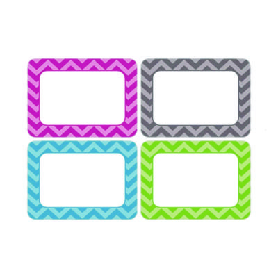 All Grade Self-Adhesive Name Tags, 3.5 X 2.5, Chevron Border Design, Assorted Colors, 36/pack